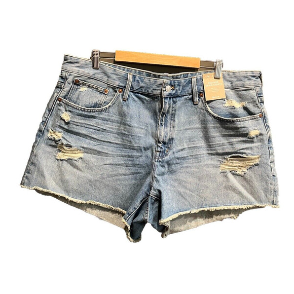 Madewell Plus Relaxed Denim Renfield Wash Destructed Women's Shorts Size 18W - Picture 1 of 6